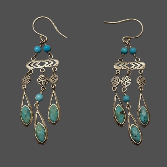 Silpada Vintage Sterling Silver Magnesite, Turquoise, Chic Chandelier Earrings - Picture 9 of 9